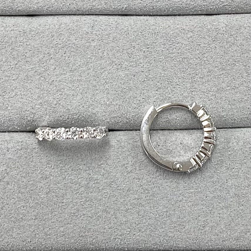 VX301 B77 E3734 ~0.7ct Lab Diamond Hoop Earrings in 9K white gold