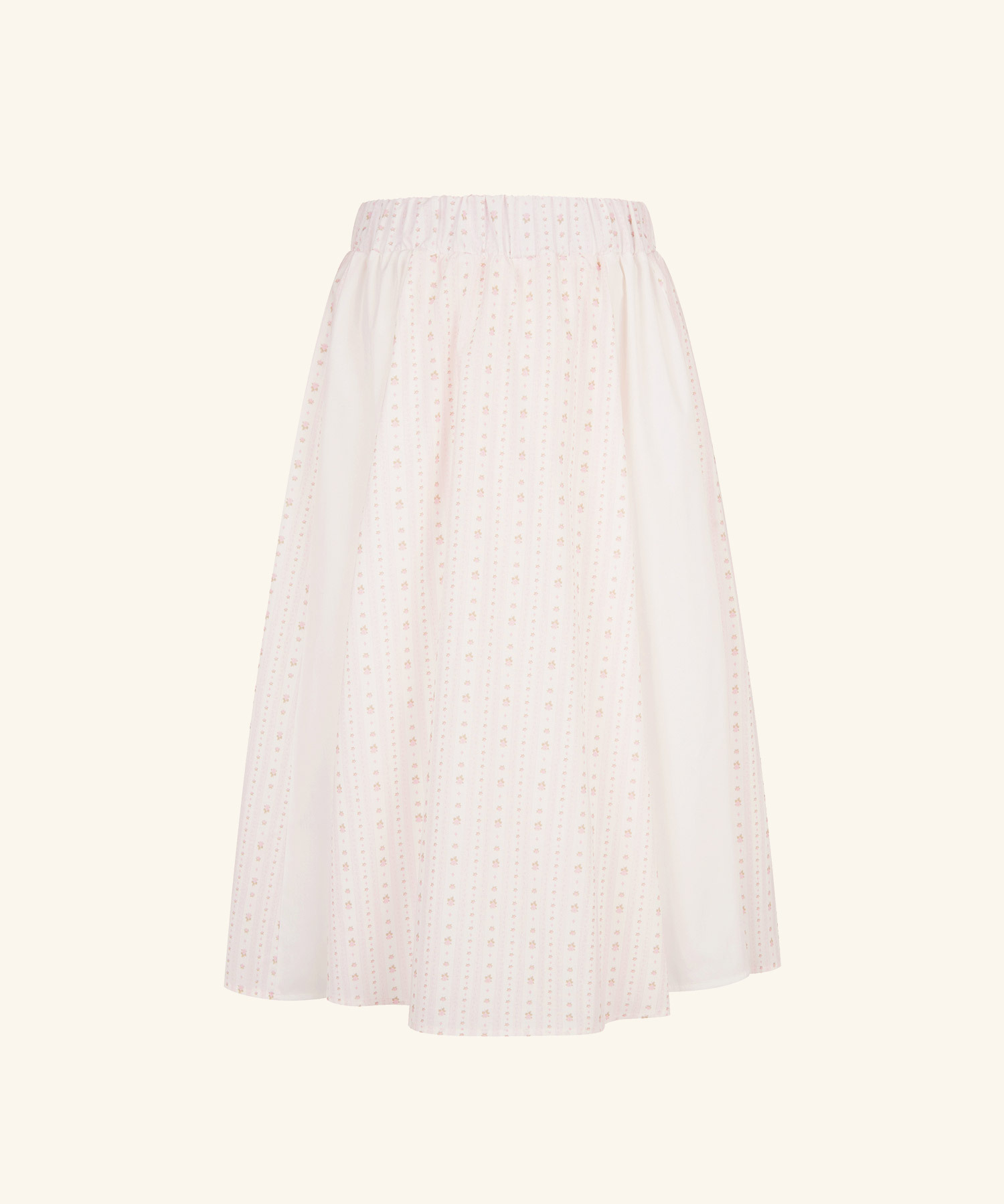 LETTER FROM MOON - Cottage Patchwork Midi Skirt *WHITE*