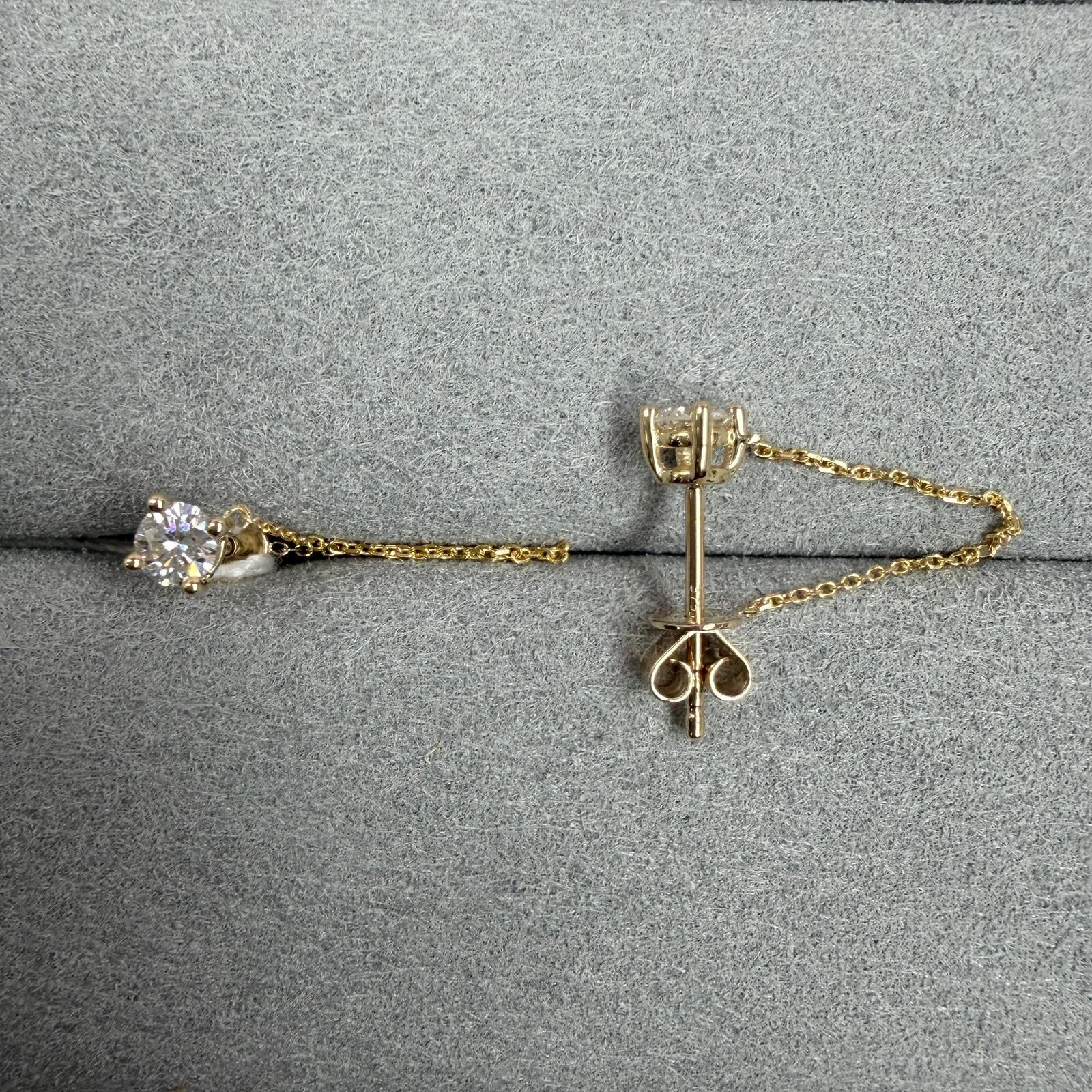 VX297 B73 E4055 ~0.3ct Lab Diamond Chain Earrings in 9K yellow gold