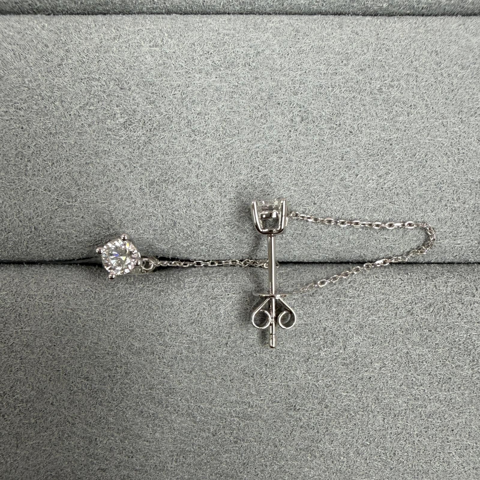 VX296 B72 E4055 ~0.3ct Lab Diamond Chain Earrings in 9K white gold