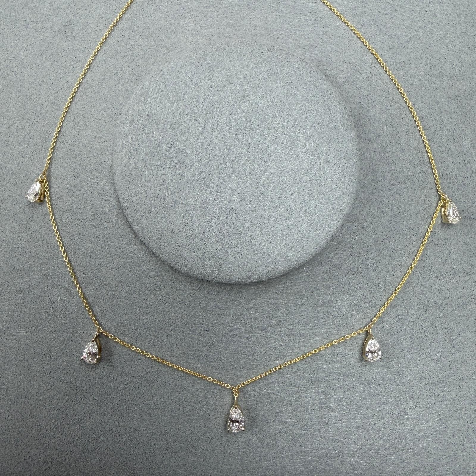 VX293 B69 N2864 ~1ct Lab Diamond Pear shape Star Necklace in 9K yellow gold 16+1+1 inch