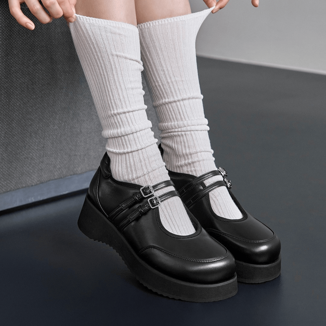 Stand Oil｜Hatched Platform Mary Jane [2 colors]