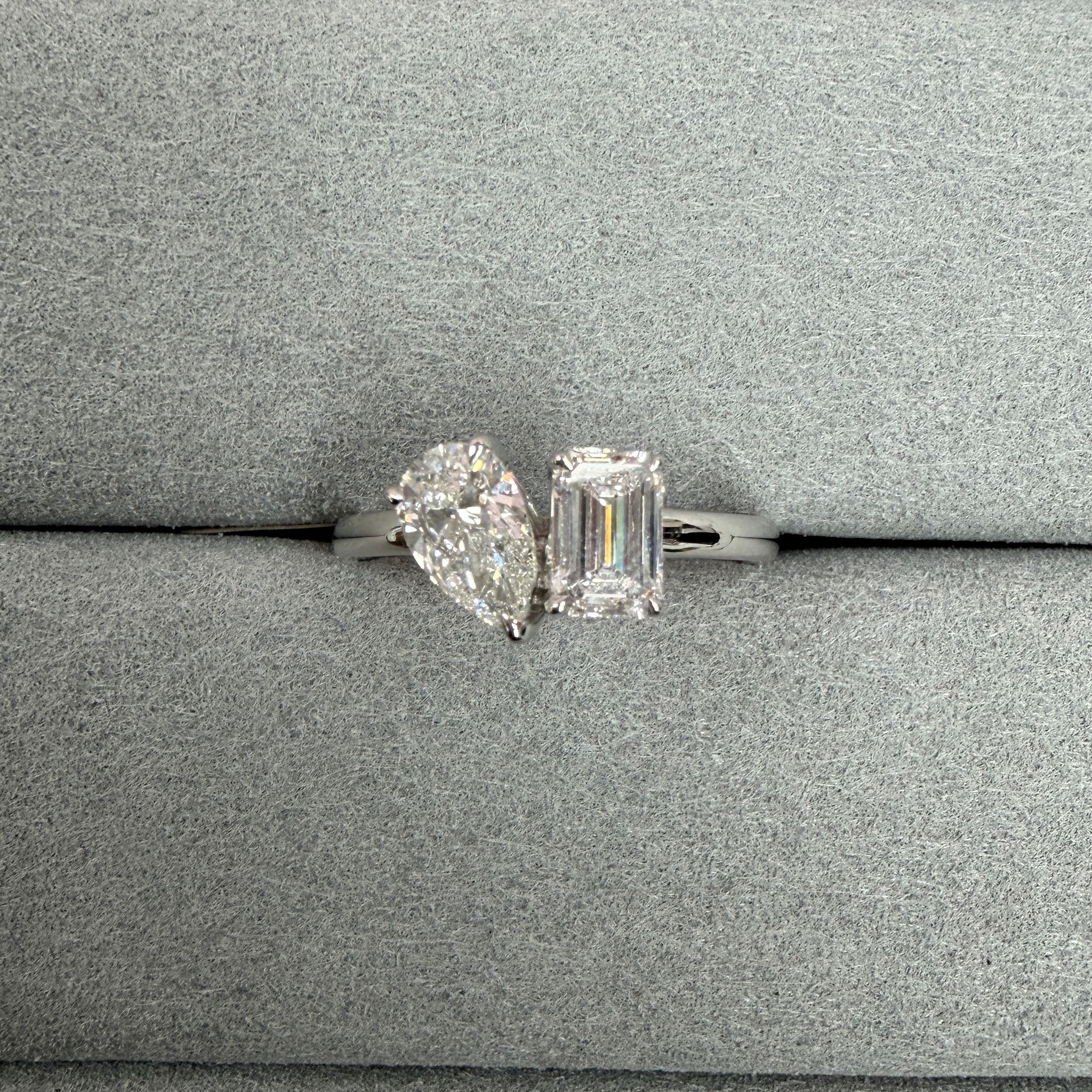VX282 58B R6928 ~1.4ct Lab Diamond Toi Et Moi Ring in 9K white gold