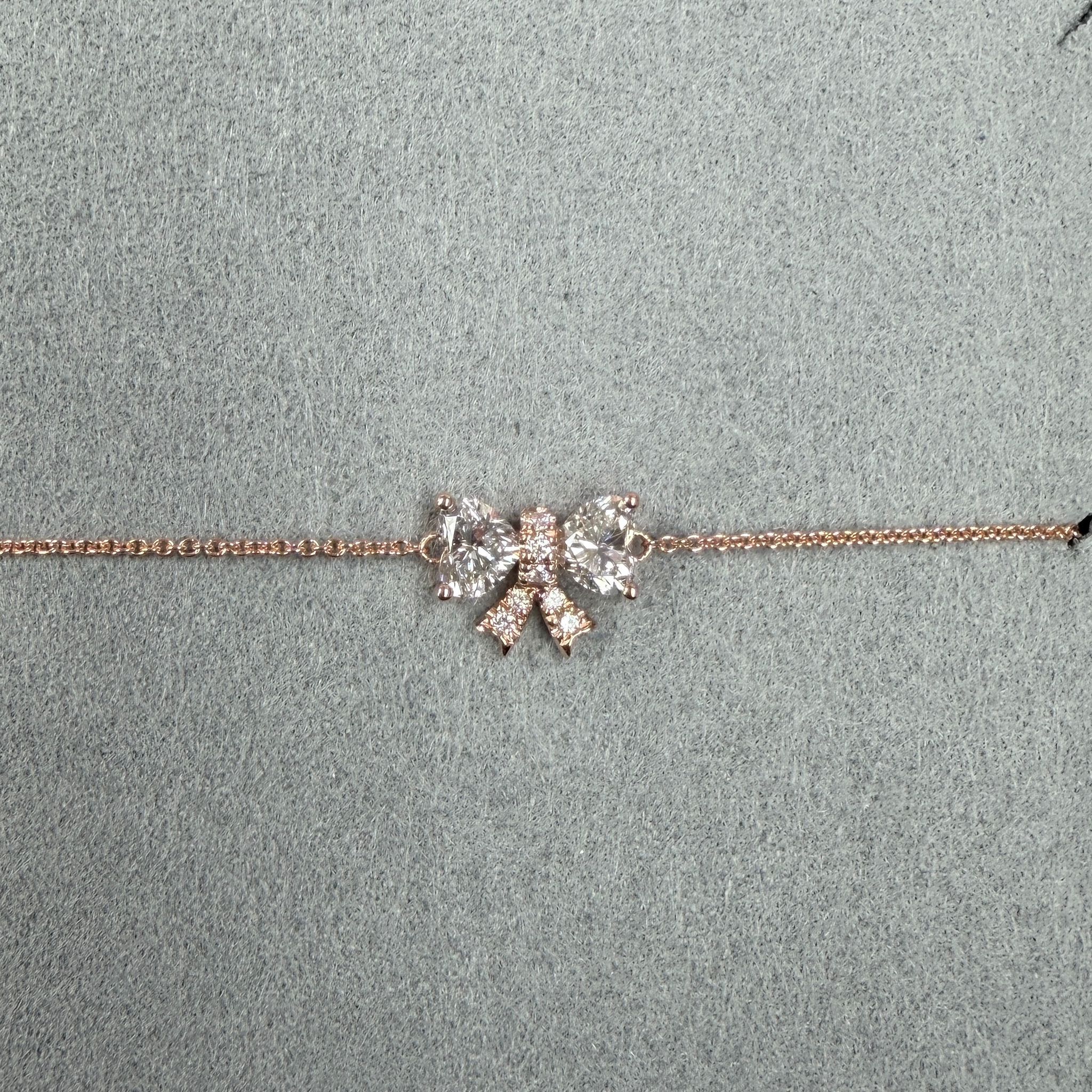 VX280 B56 B1923 0.60ct Lab Diamond Heart Ribbon bracelet in 9K rose gold 16+2cm