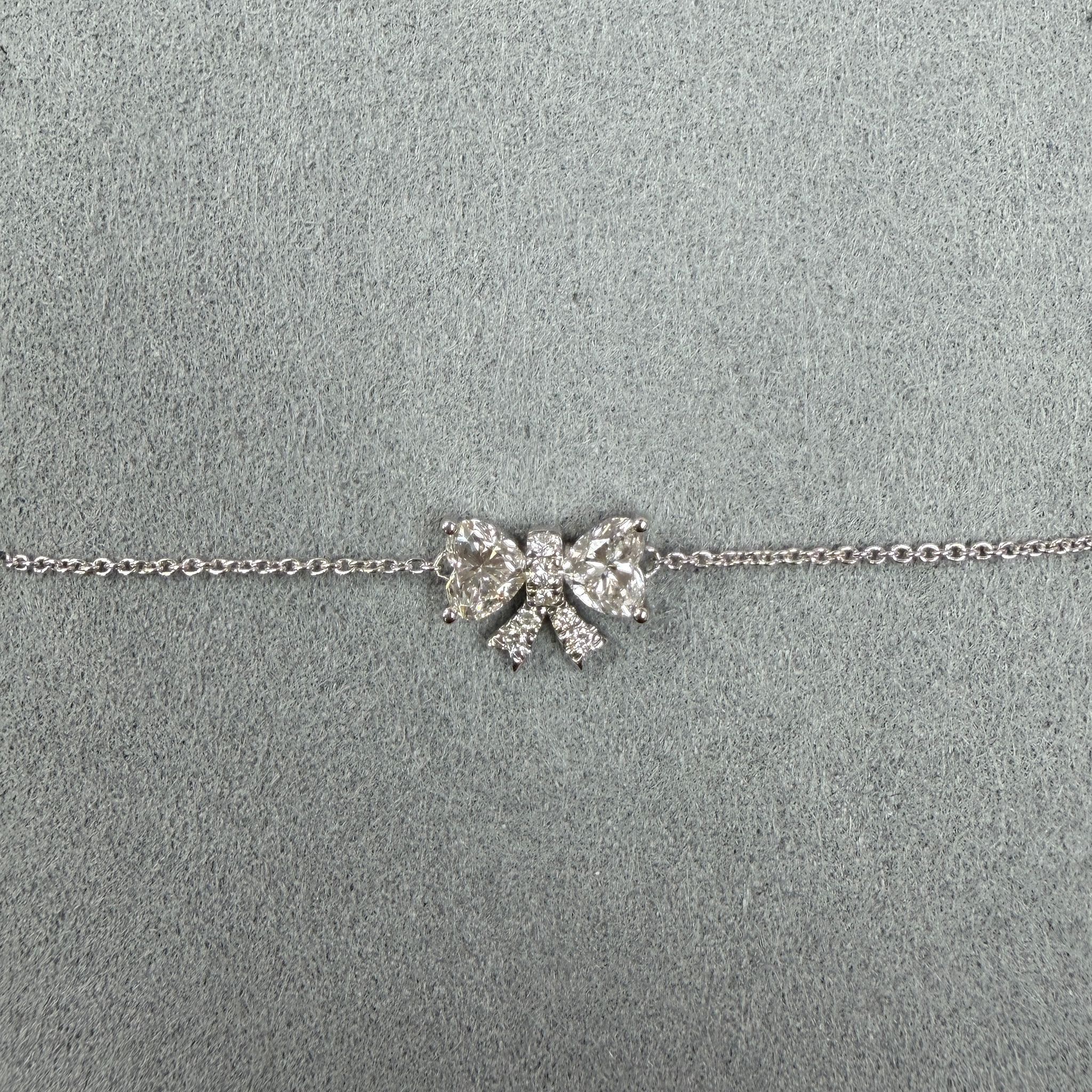 VX278 B54 B1923 0.60ct Lab Diamond Heart Ribbon bracelet in Silver 925 (white colour) 16+2cm