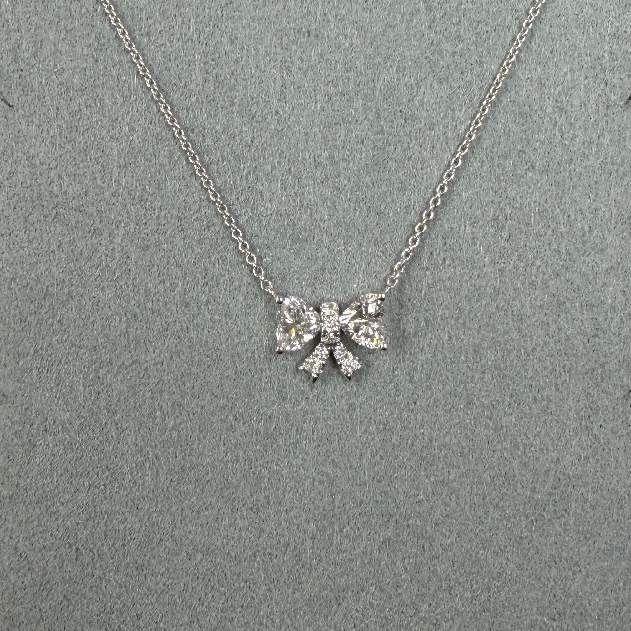 VX275 B51 N2883 0.60ct Lab Diamond Heart Ribbon necklace in Silver 925 (white colour) 16+2 inch