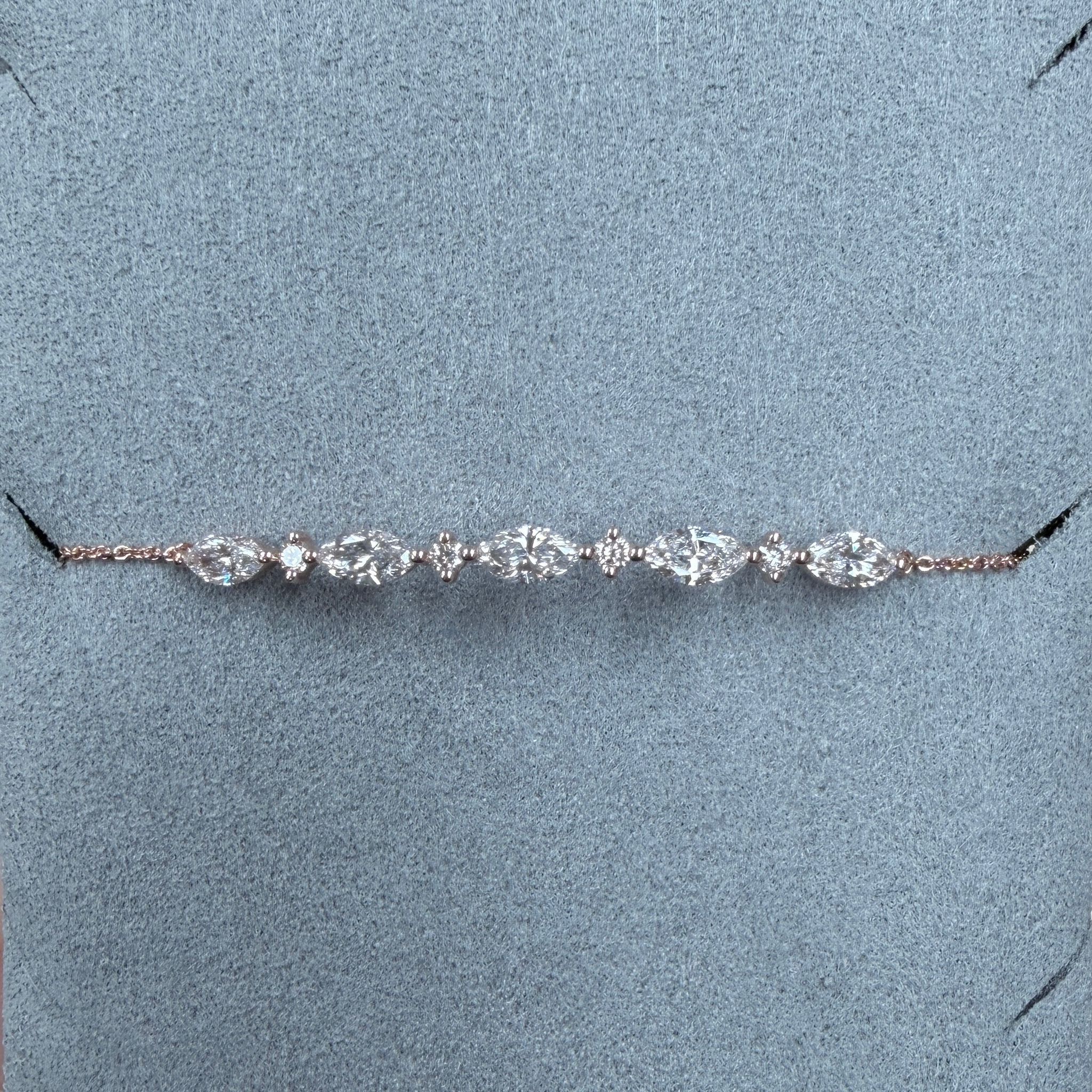 VX273 B49 B1921 0.88ct Lab Diamond Bracelet in 9K rose gold 16+1+1cm