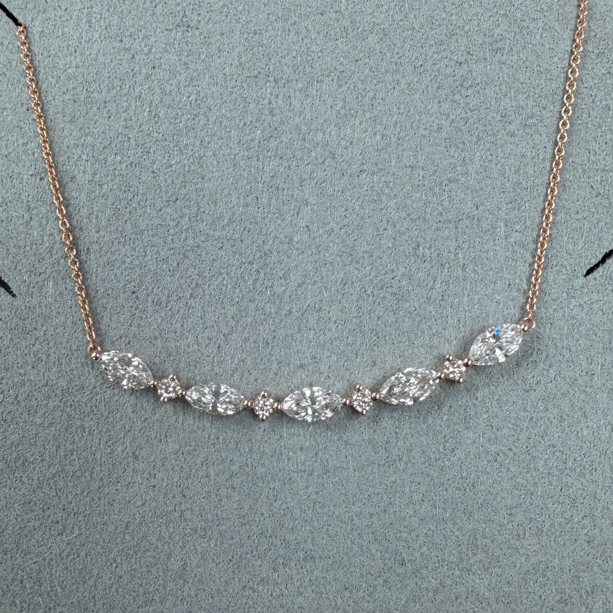 VX265 B41 N2861 0.88ct Lab Diamond necklace in 9K rose gold 16+2 inch