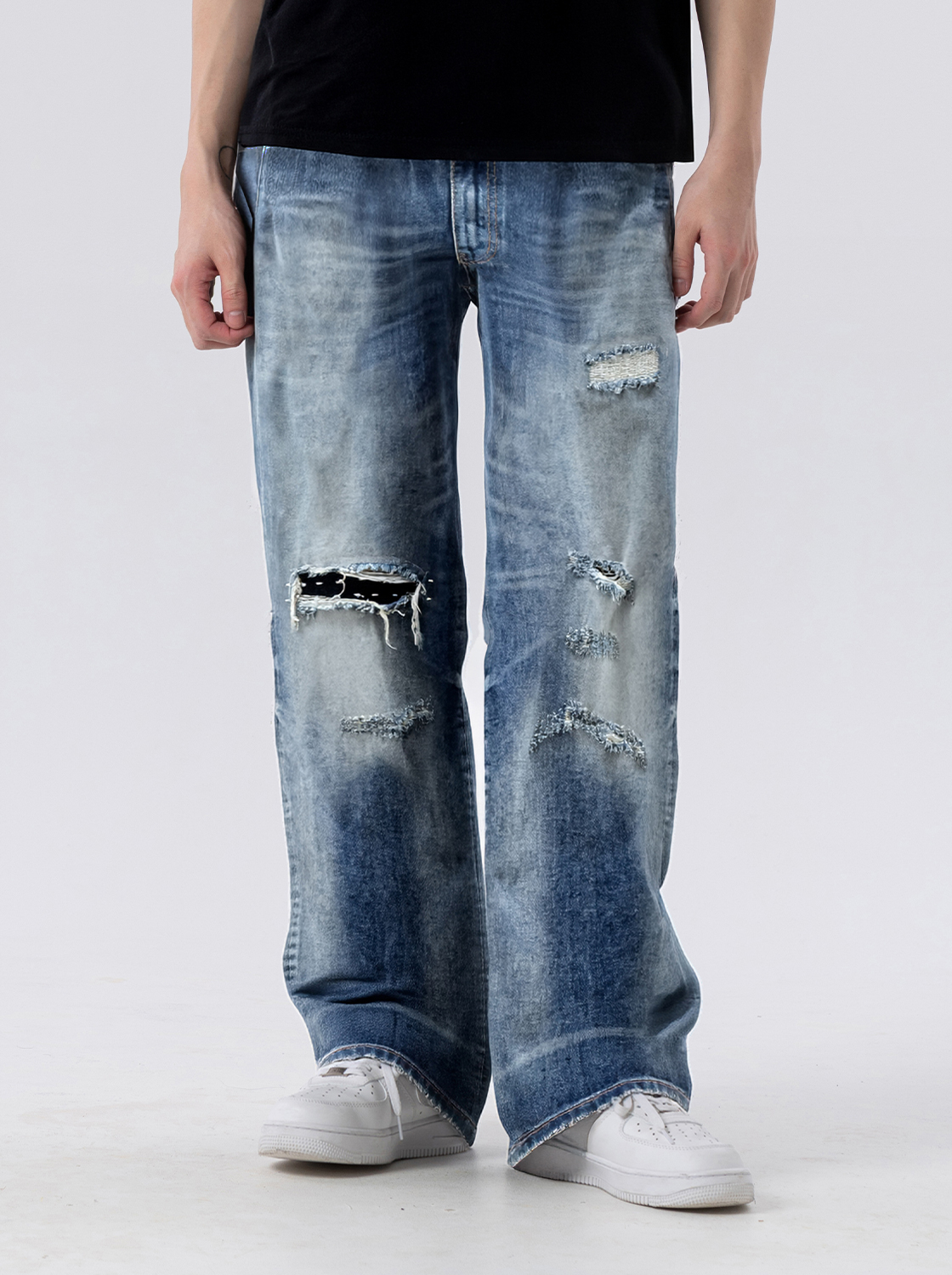 精緻水洗工藝丹寧牛仔褲