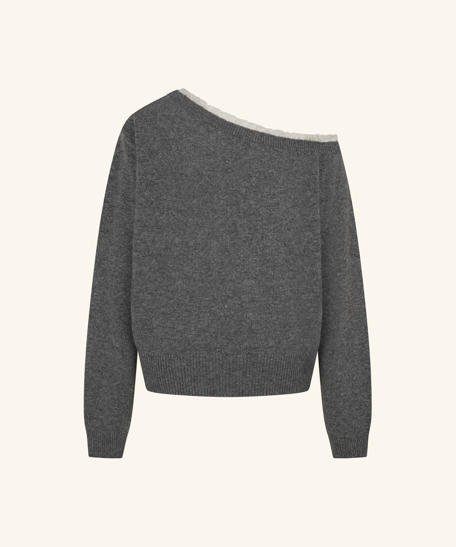 LETTER FROM MOON - Fay Lace One-Shoulder Cashmere Knit *2色*