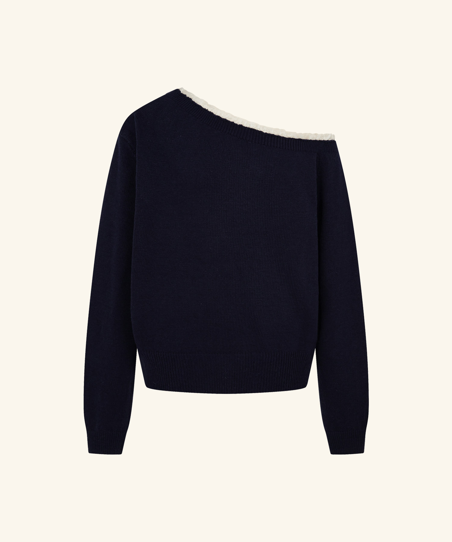 LETTER FROM MOON - Fay Lace One-Shoulder Cashmere Knit *2色*