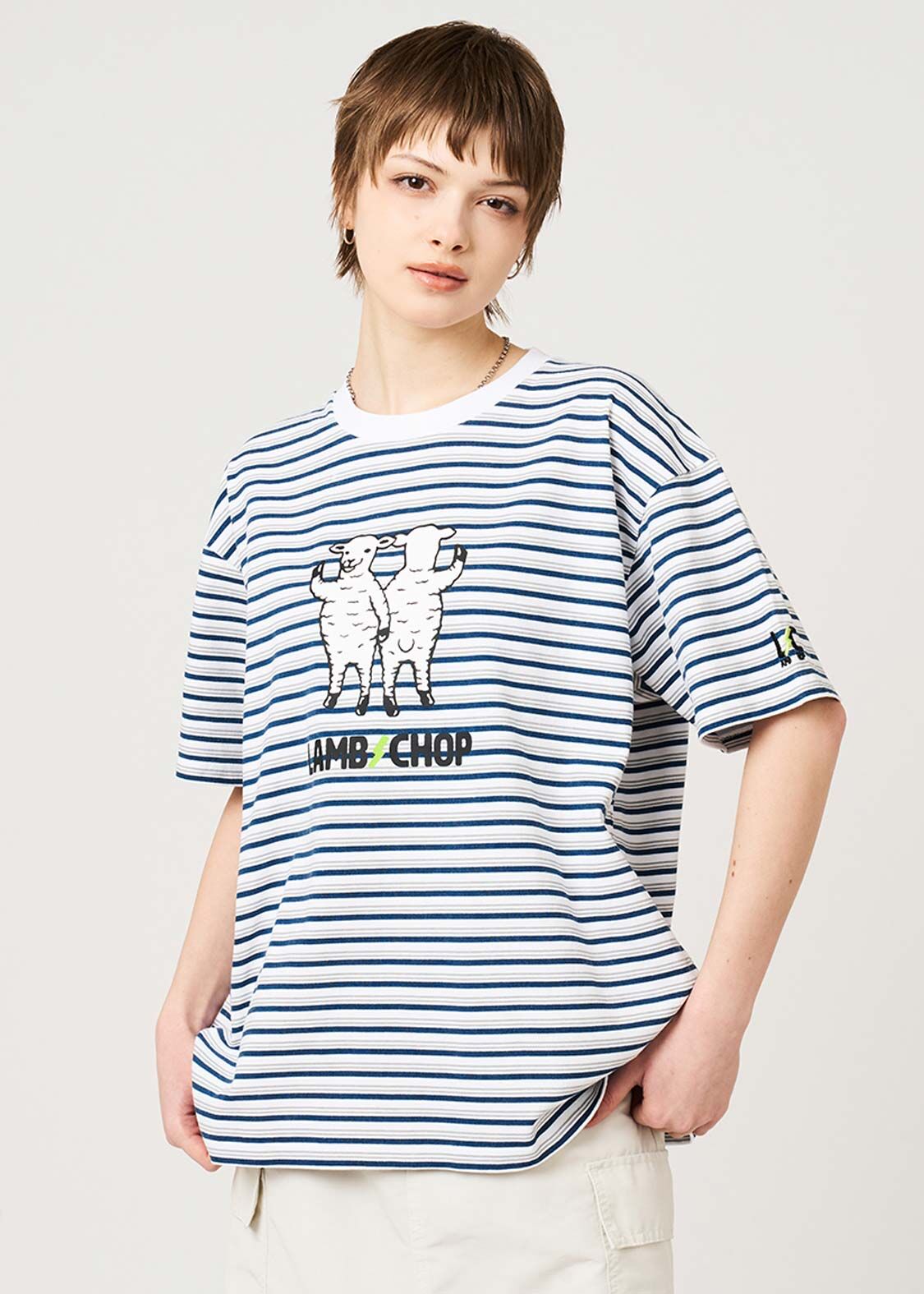 日本預訂 graniph GH Lamb chops | Striped T-shirt