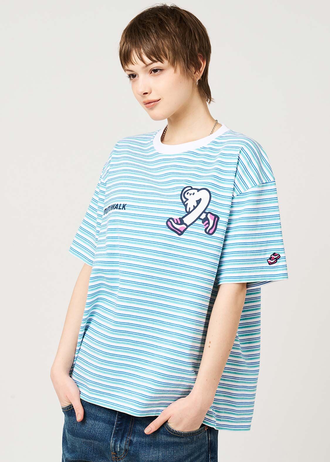 日本預訂 graniph GH Big Mimi Walk | Striped T-shirt