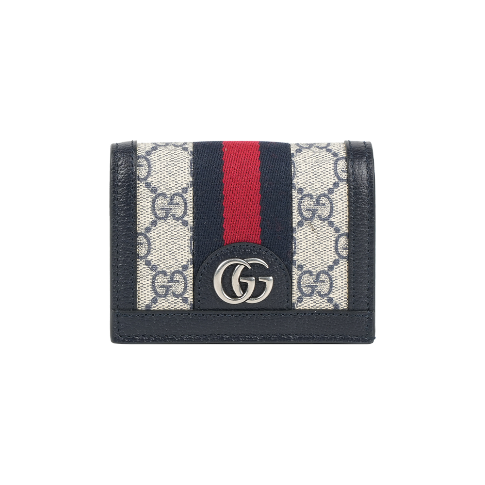 【GUCCI】GG Supreme Ophidia卡片小短夾(藍紅)