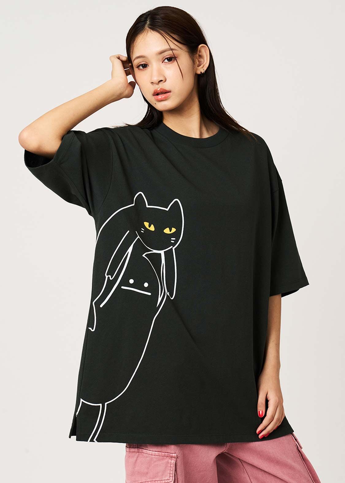 日本預訂 graniph GH Neko Kaburi Beautiful Shadow | Super Big T-shirt