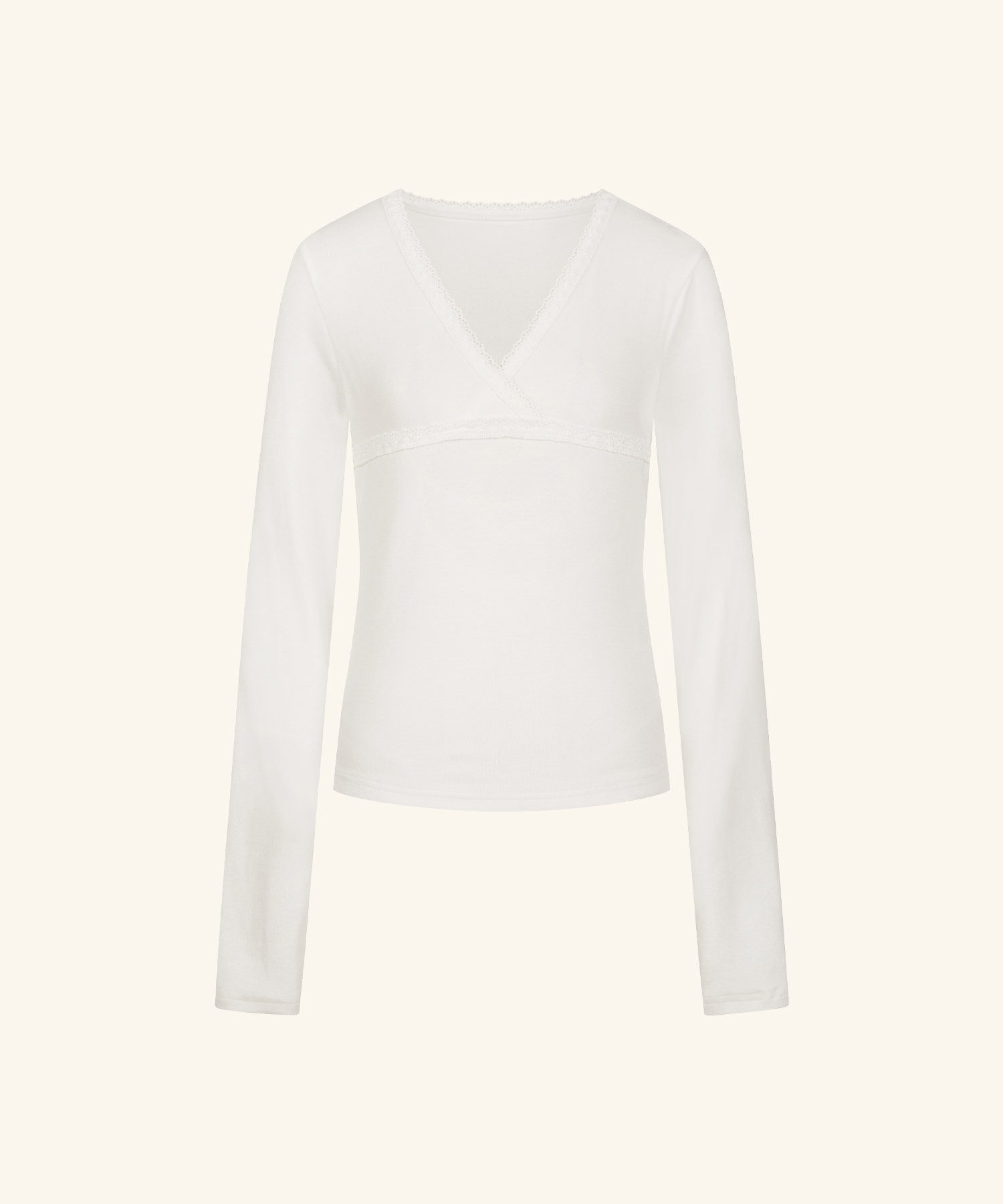 LETTER FROM MOON - V-Neck Lace Wrap T-SHIRT *2色*