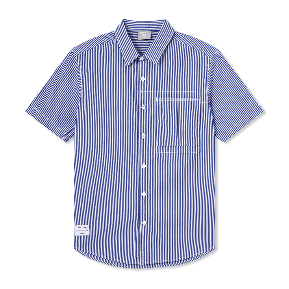 男裝條紋短袖襯衫