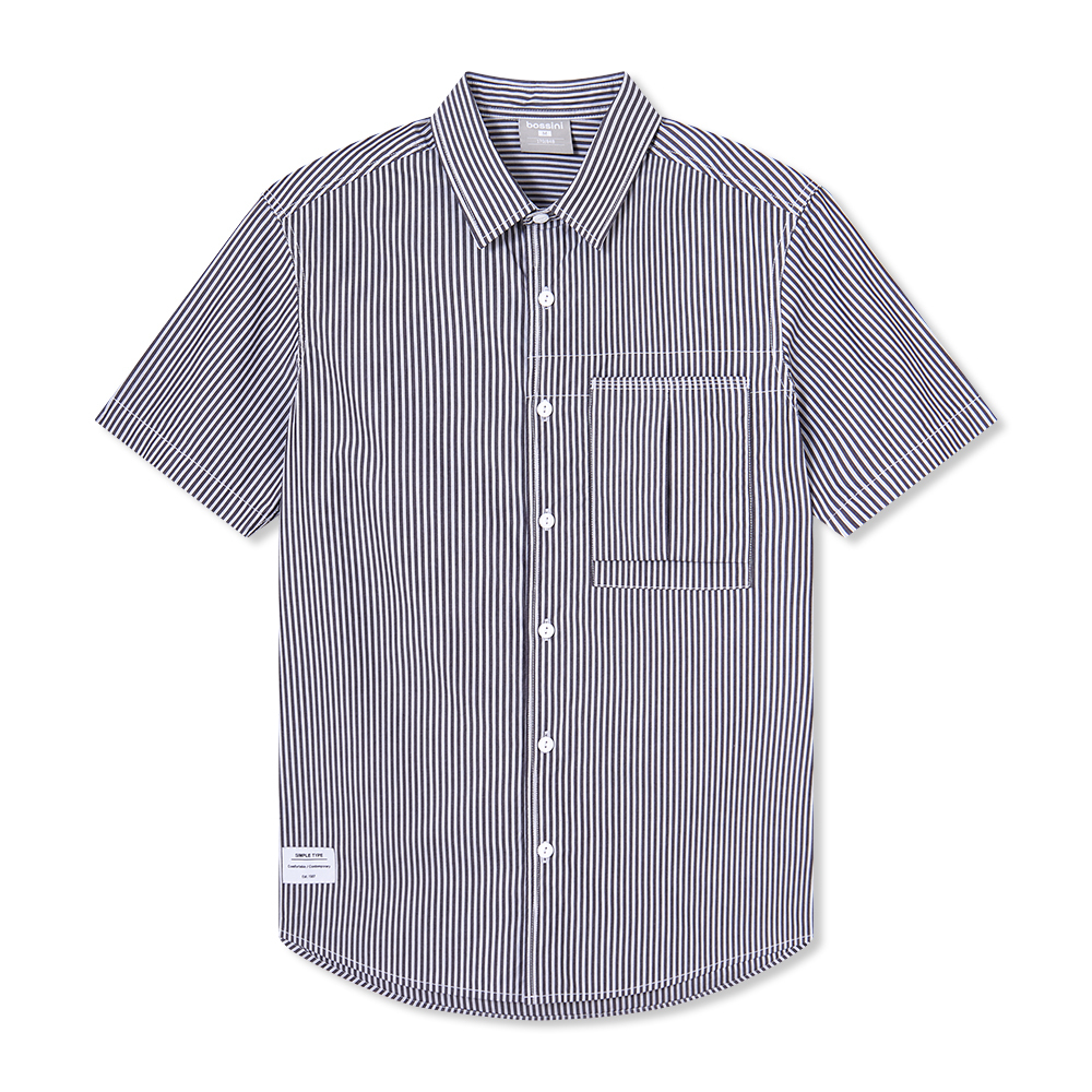 男裝條紋短袖襯衫