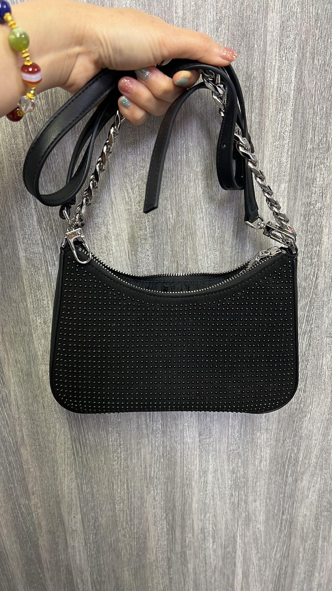 [S] DKNY BLACK/SILVER R44EMI10 JENNA DEMI CROSSBODY, 732465842658 (SD1352)