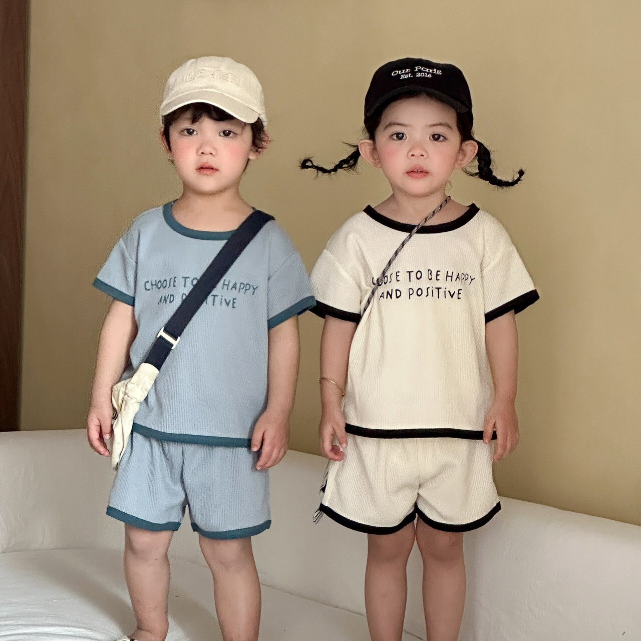 華夫格鬆餅 ᝰ 休閒套裝 ＊短袖上衣 + 短褲