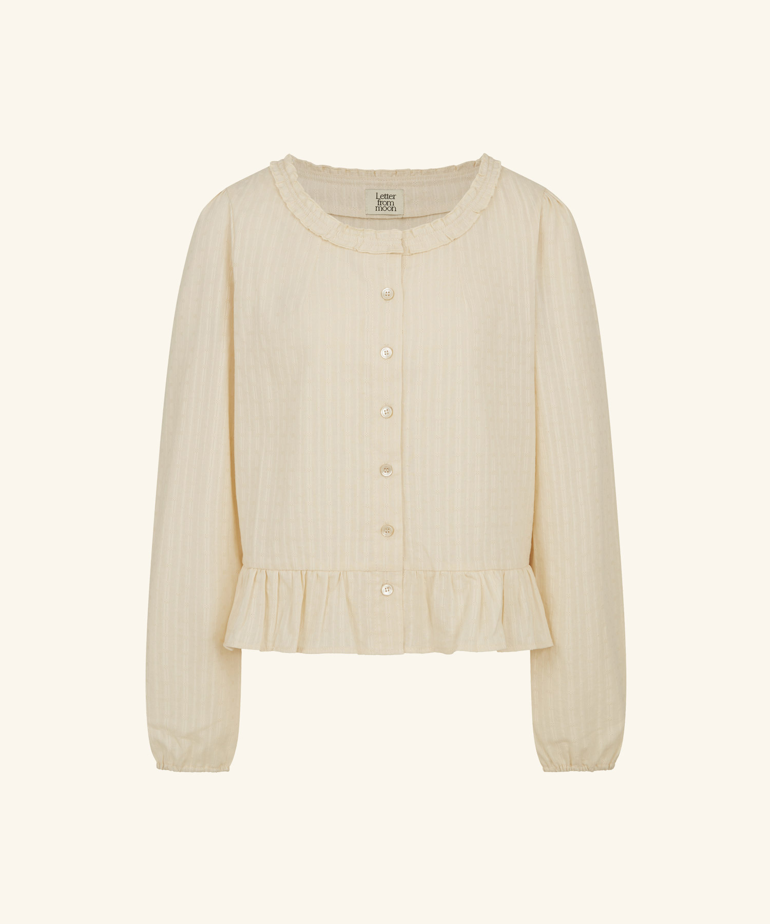 LETTER FROM MOON - Noteny Round-Neck Frill Blouse *2色*