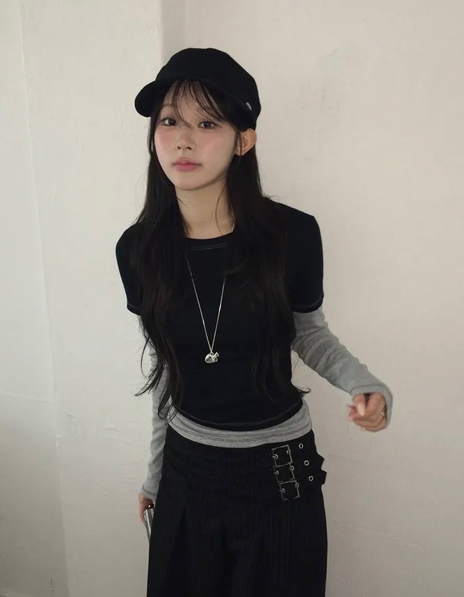 【8/3完85折優惠預訂】韓國拼色車線長袖TEE（3色）