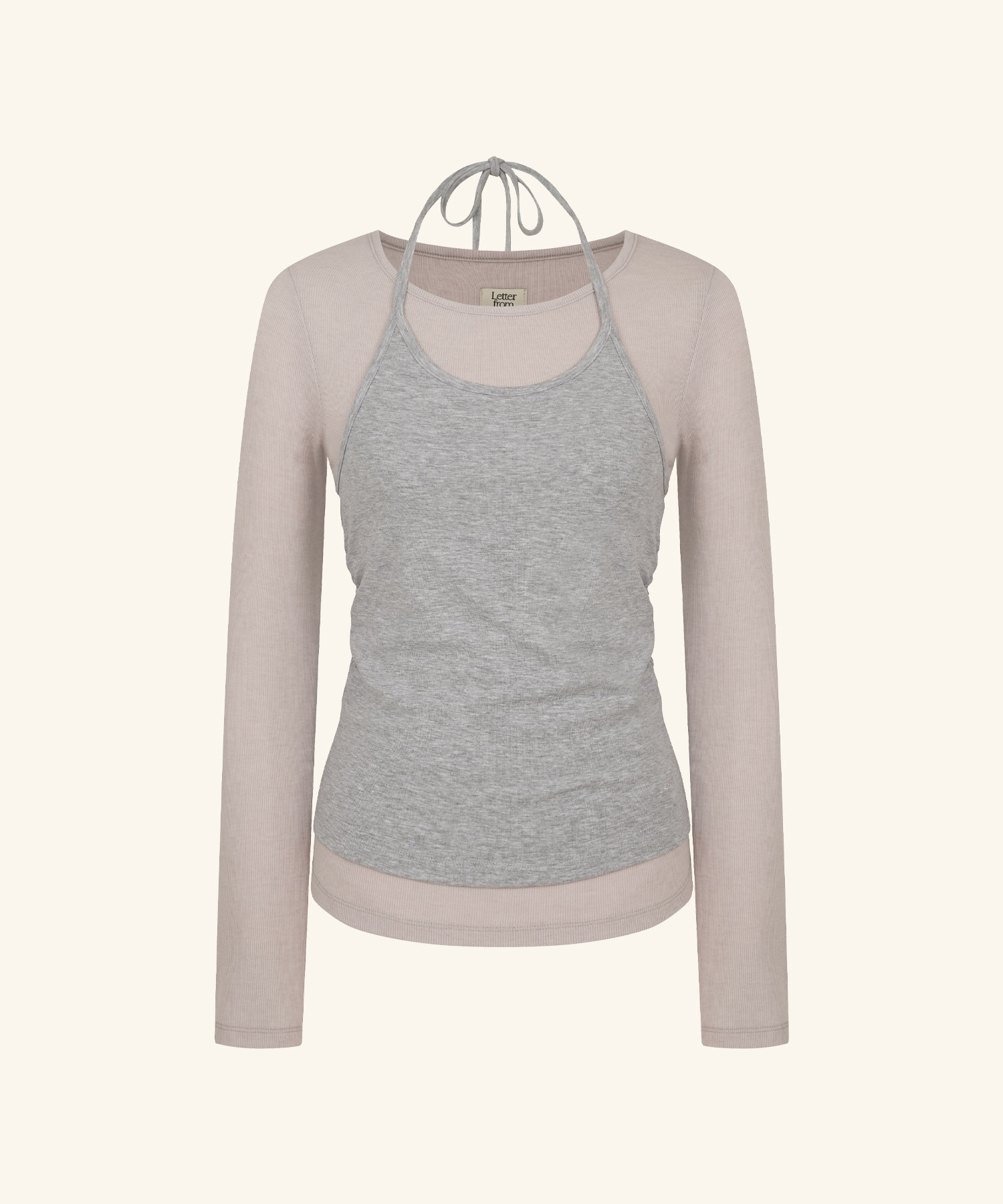 LETTER FROM MOON - Shirring Halter-Neck Layered T-Shirt *2色*