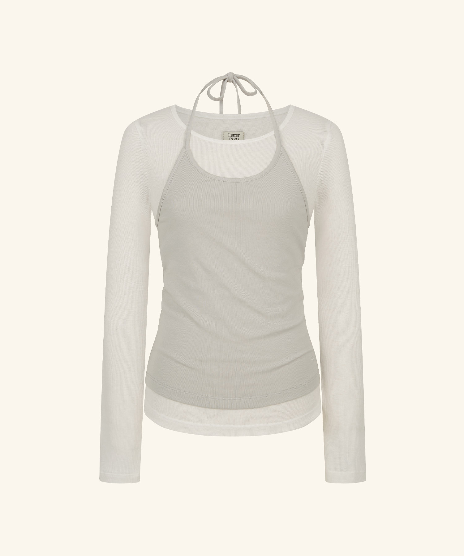 LETTER FROM MOON - Shirring Halter-Neck Layered T-Shirt *2色*