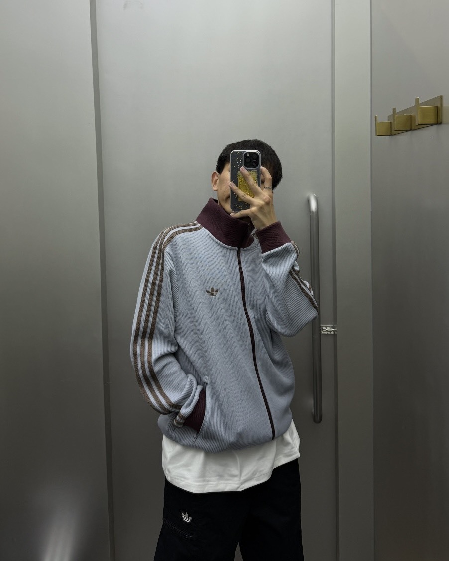 <春季新款>Adidas originals 條紋 華夫格 復古立領 外套