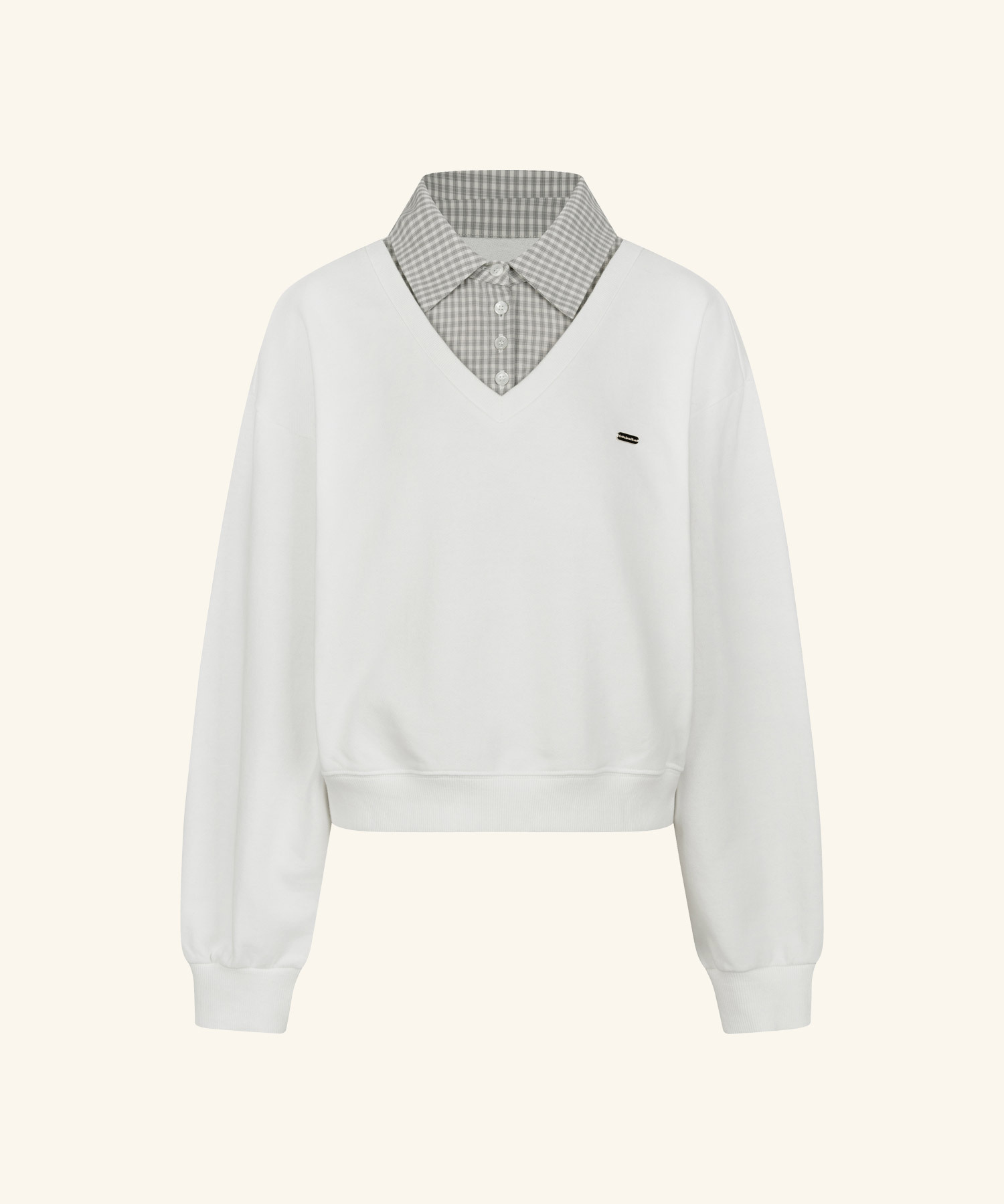 LETTER FROM MOON - Glit Check Layered Sweatshirt *2色*