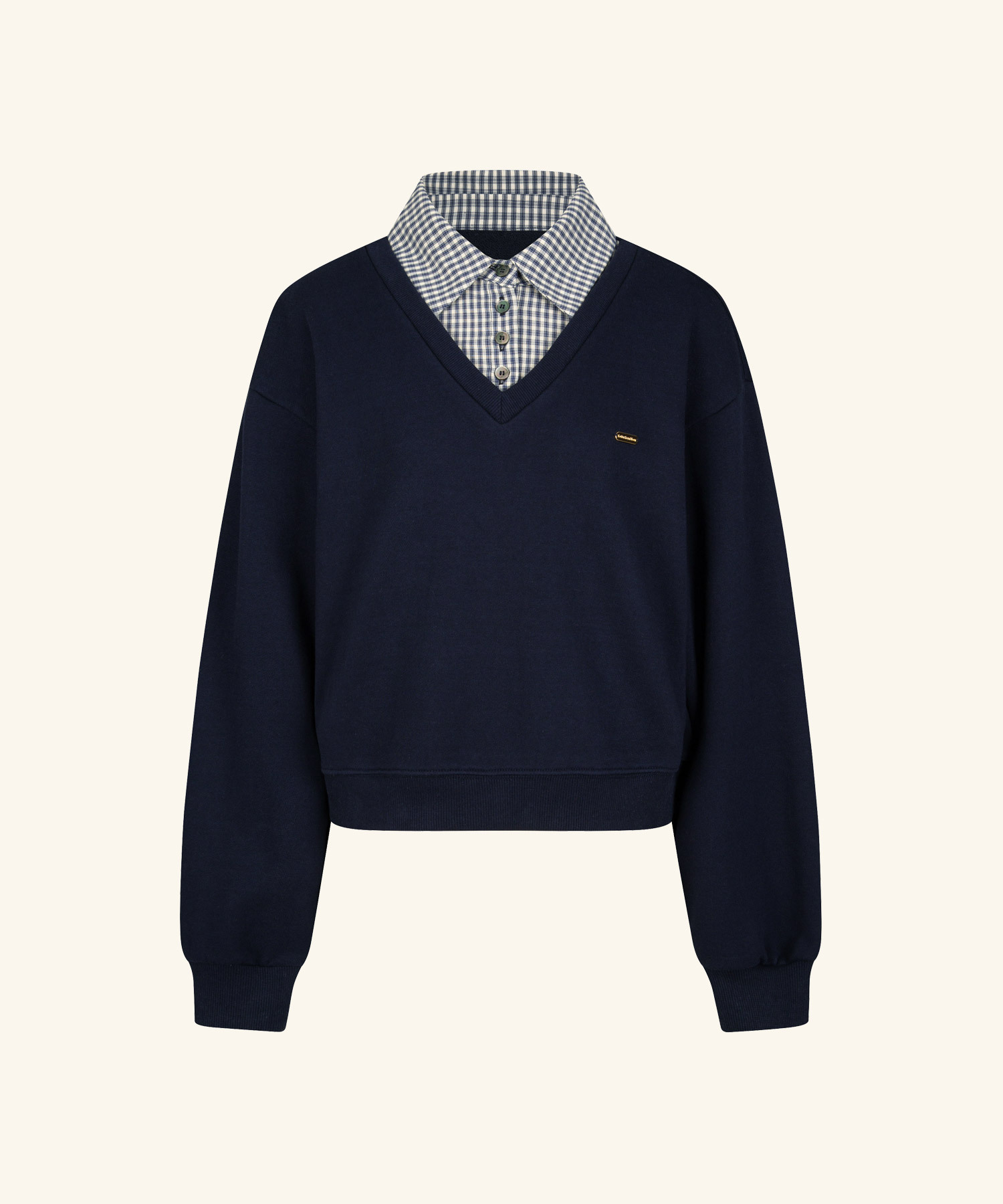 LETTER FROM MOON - Glit Check Layered Sweatshirt *2色*