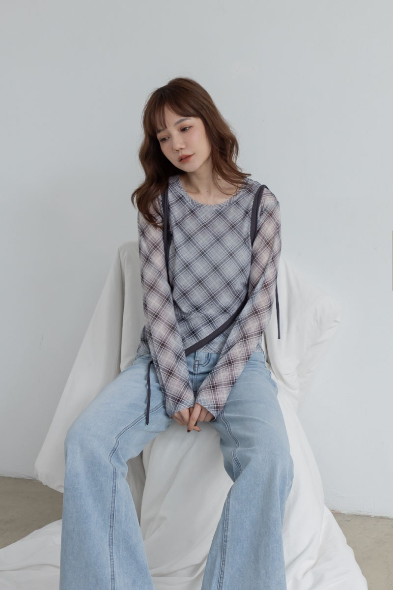 親膚微透彈力紗上衣