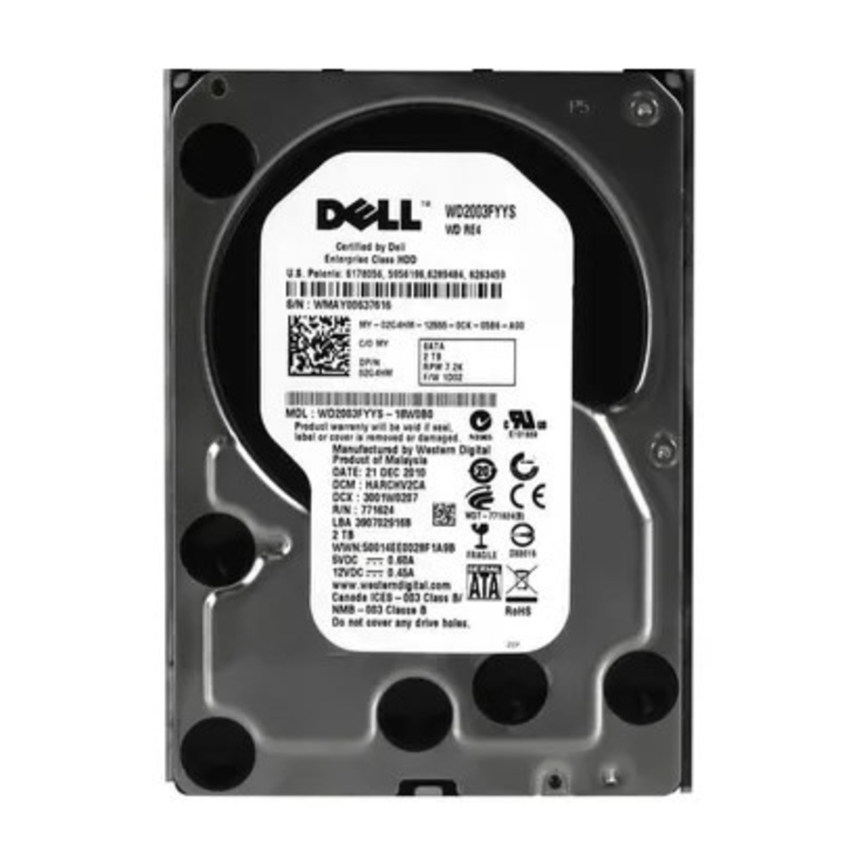 WD2003FYYS-18W0B0 DELL 2TB 7.2K 3G LFF SATA HARD DRIVE (翻新)