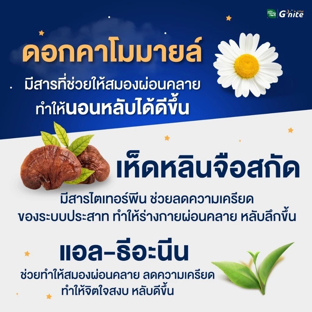 泰國 Handy Herb G’nite 助眠膠囊 10顆 草本睡前放鬆使用
