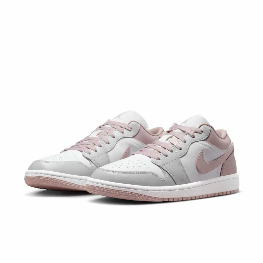 NIKE W AIR JORDAN 1 LOW AJ1 白粉灰 皮革 低筒 休閒鞋 女鞋 DC0774-606