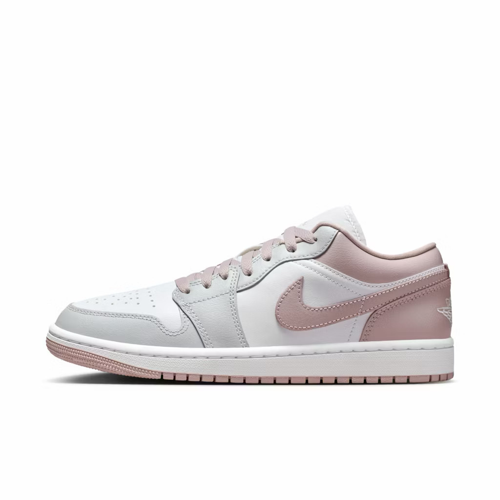 NIKE W AIR JORDAN 1 LOW AJ1 白粉灰 皮革 低筒 休閒鞋 女鞋 DC0774-606