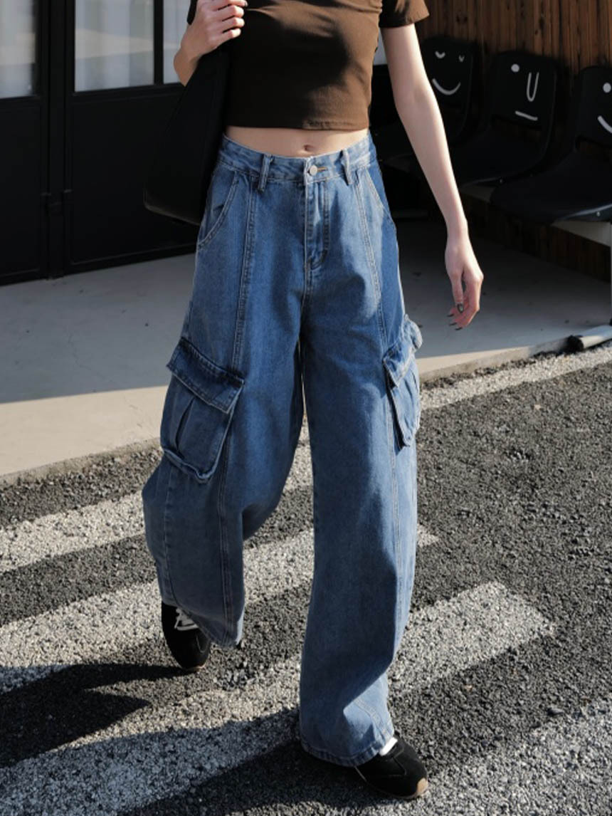 氣球彎刀牛仔工裝褲*2色