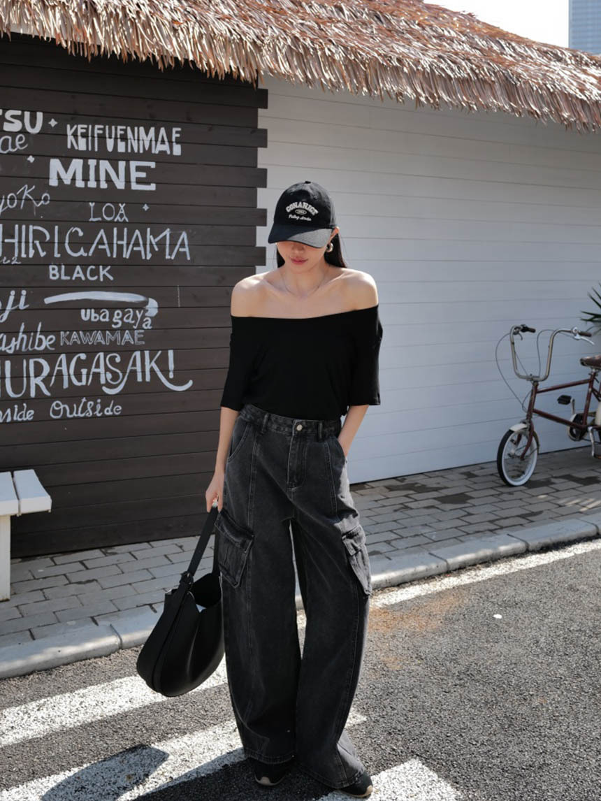 氣球彎刀牛仔工裝褲*2色