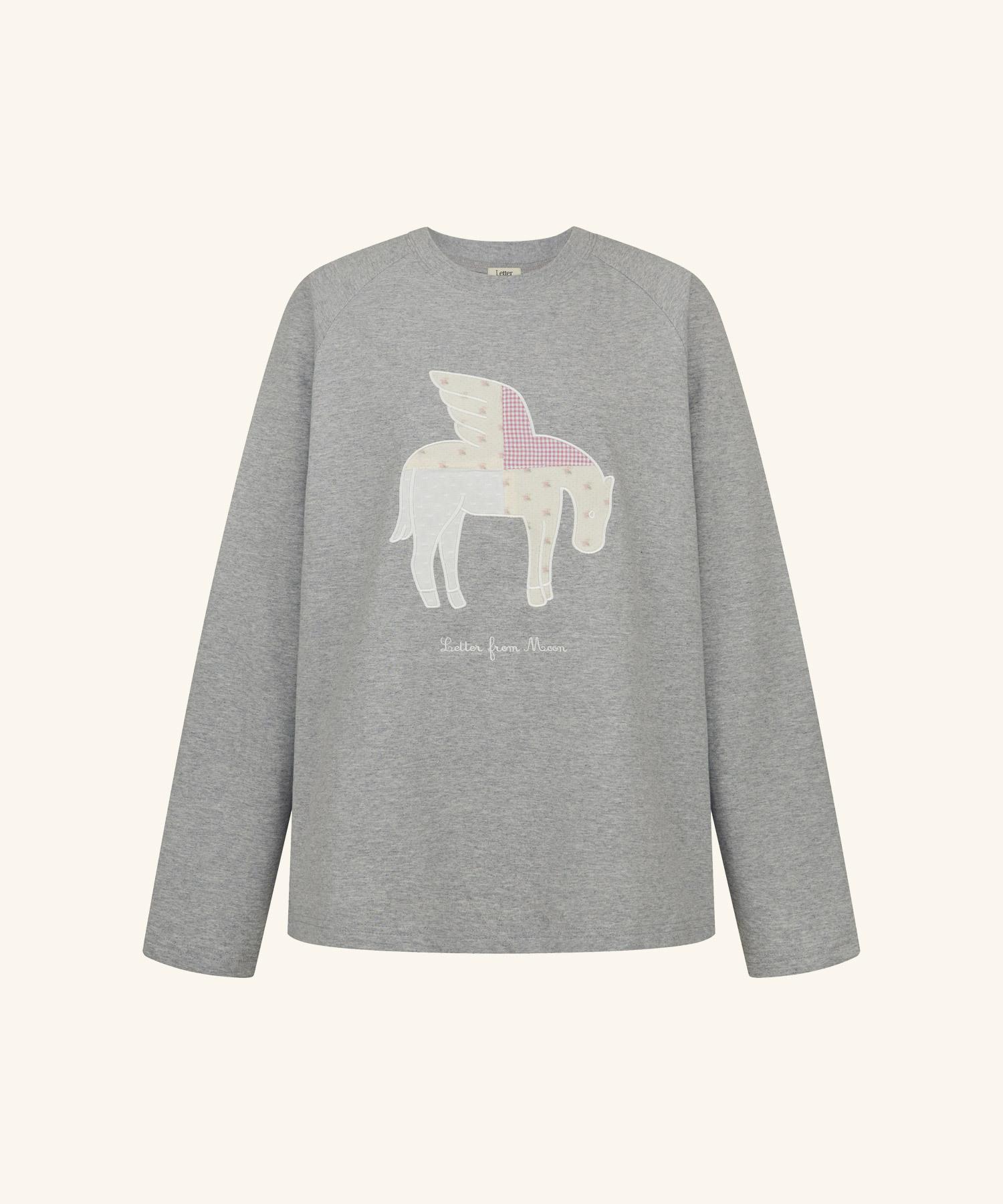 LETTER FROM MOON - Horse Flower Patchwork T-Shirt *2色*