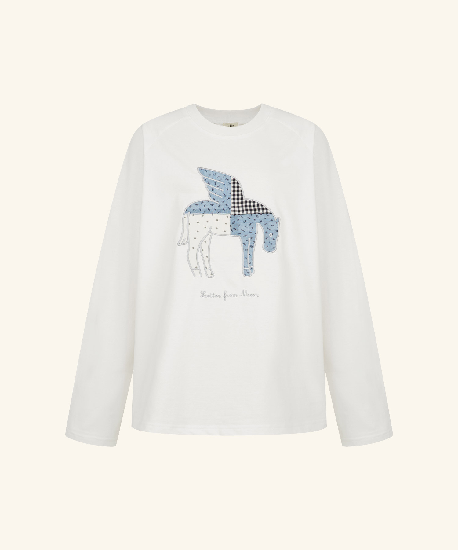 LETTER FROM MOON - Horse Flower Patchwork T-Shirt *2色*