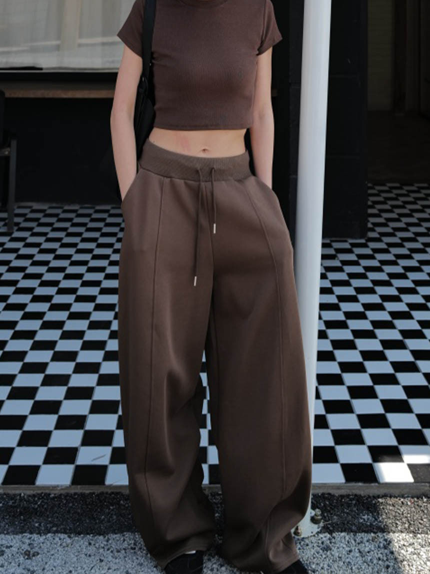 休閒束腰闊腿棉褲*3色