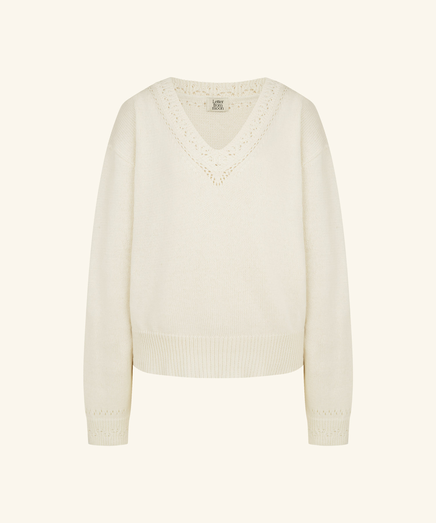 LETTER FROM MOON -  Punched V-Neck Cashmere Knit *2色*