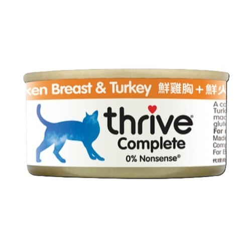 Thrive 脆樂芙 貓咪主食罐頭 鮮雞胸肉+鮮火雞 75G