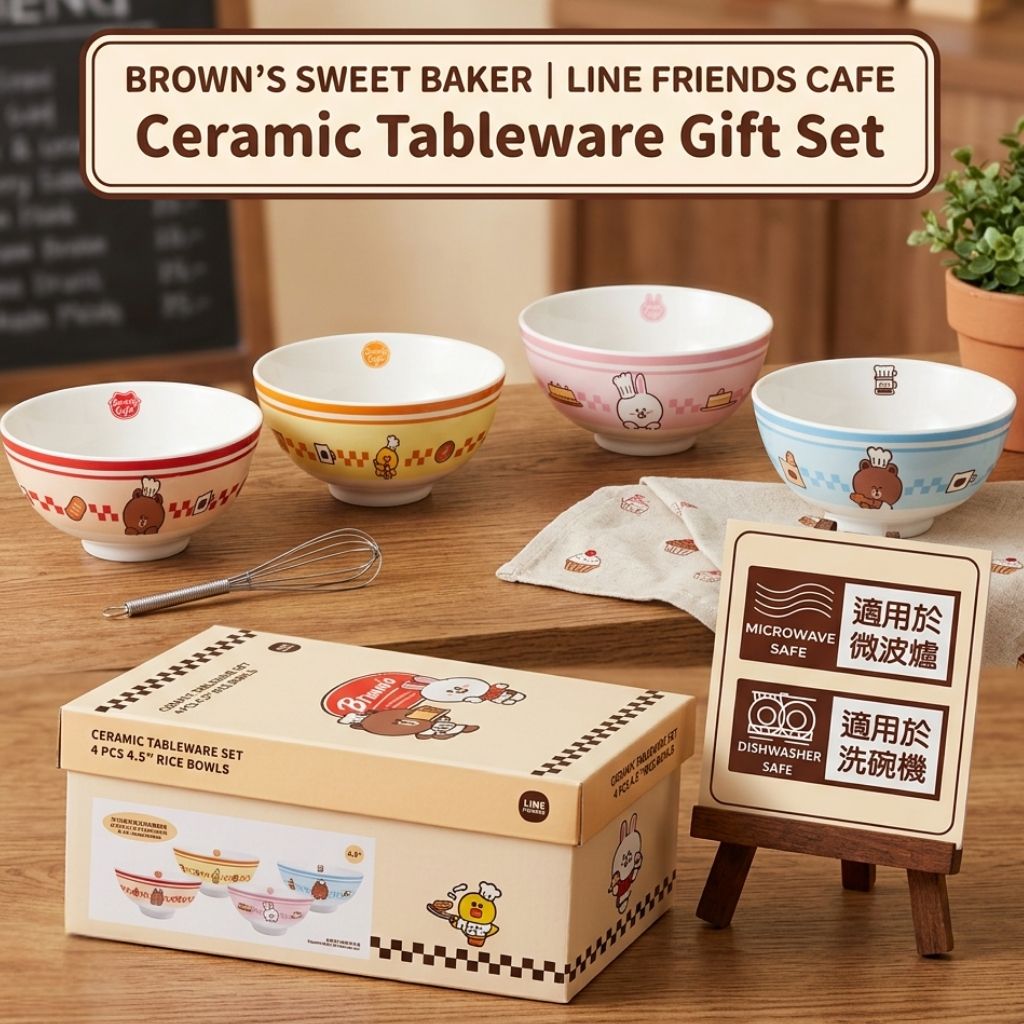 LINE FRIENDS 4P陶瓷碗禮盒套裝