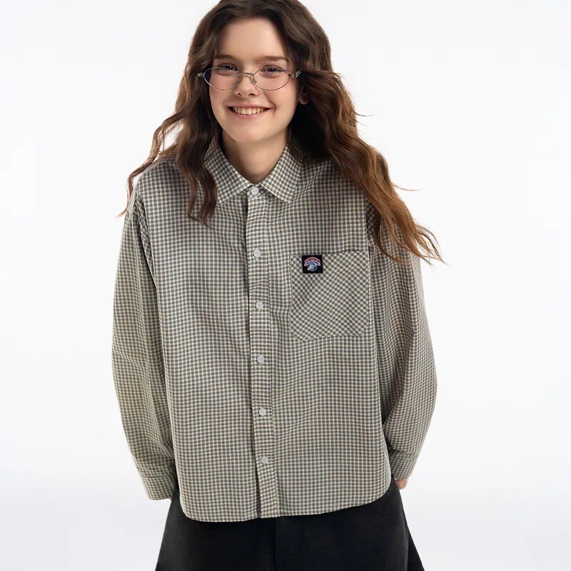 <快速出貨> PUSH PUSH PP Gingham Oversize Shirt 格紋 短版 長袖襯衫 四色