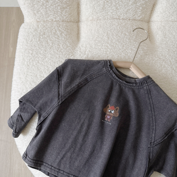 小動物水洗七分袖上衣