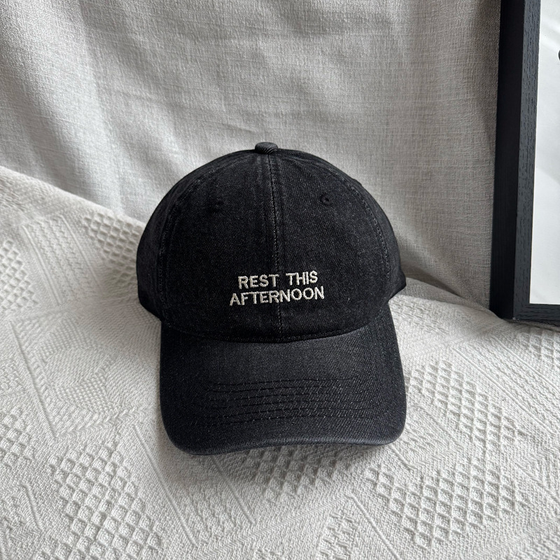 Vintage Washed Denim Letter Embroidered Baseball Cap