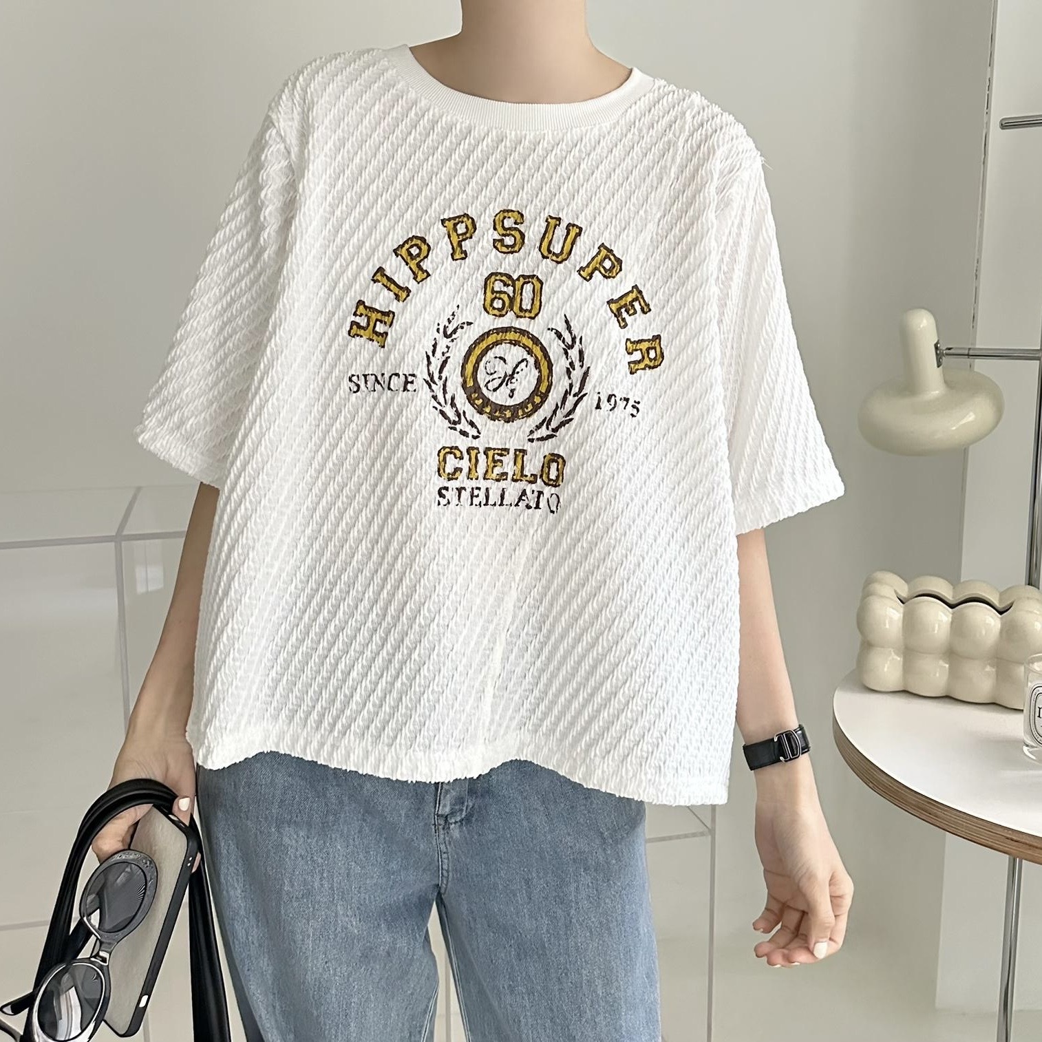 【BONNIE】壓紋印字短袖TOP (R11-R13)