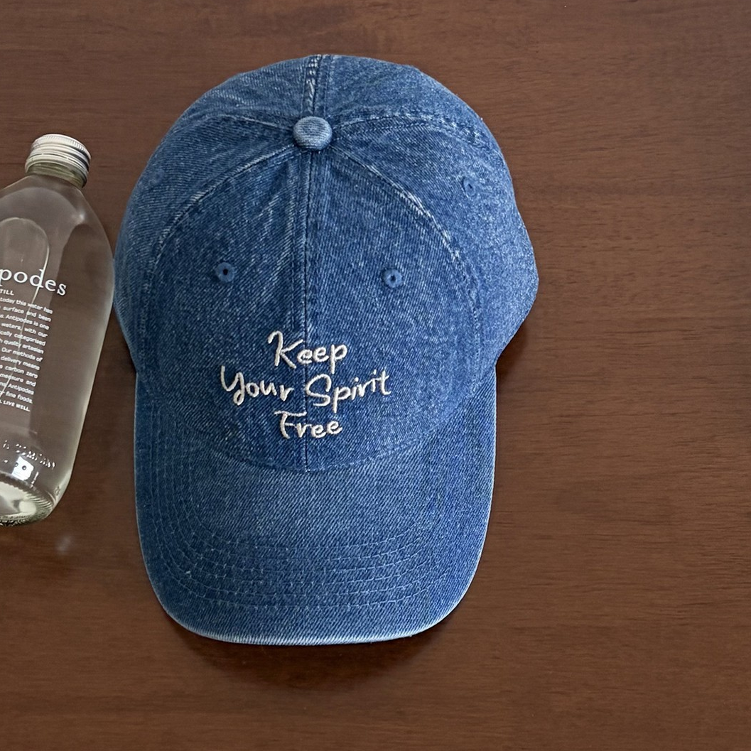 Korean Style Denim Letter Embroidered Baseball Cap