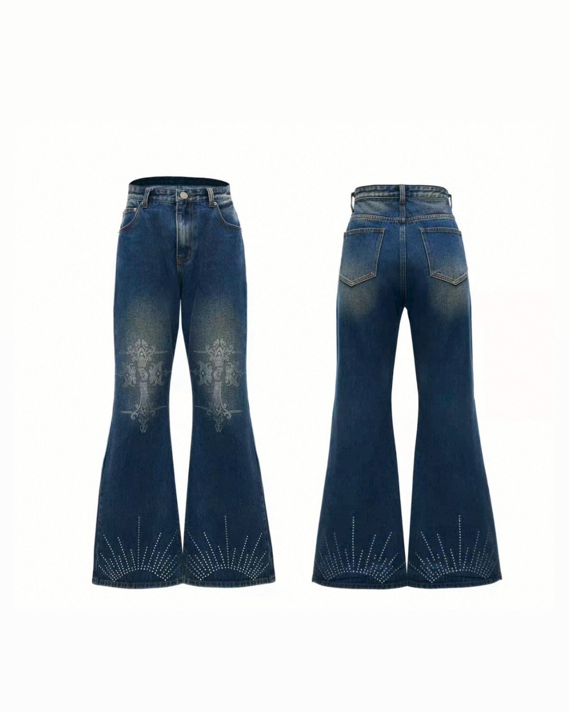 ARGUE 重磅 水洗 燙鑽 微喇叭 #牛仔褲